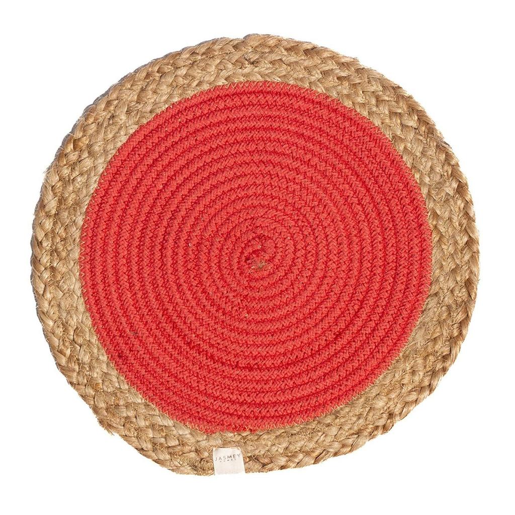 Jute Set of 2 Dining Table Mat 30Cm Round Mat - Coral (Single Ring) | Used As Centre Table Decor Placemat/House Warming Gifts for New Home