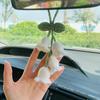 Handmade Cute Car Mirror Hanging Lily Of The Valley Flower Interior Rear View Mirror Flower Car Accessories Crochet Toy