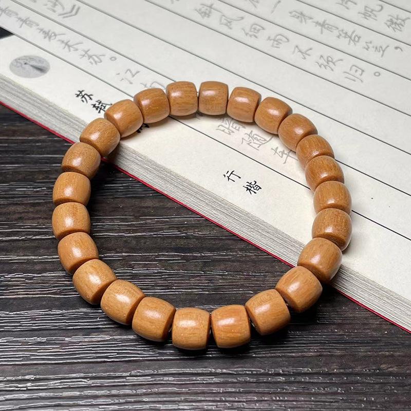 Браслет из этнического стиля из зеленого сандала с прямыми бочкообразными бусинами, ручной работы, бутик, маленький браслет из сандала, мужской и женский, Вэньвань, в один оборот