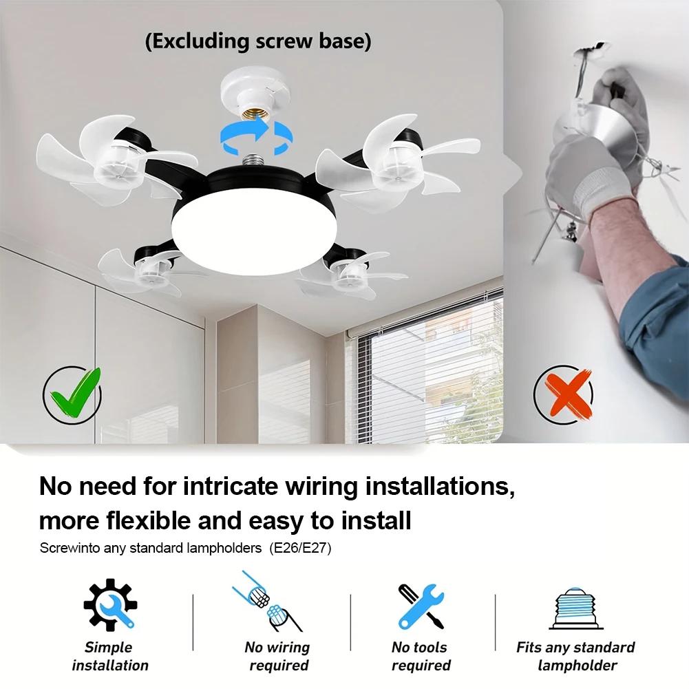Universal Dimming Drone Fan with LED Lantern Remote Control Silent Ceiling Drone Fan E27 E26 for Dining Room Bedroom Living Room