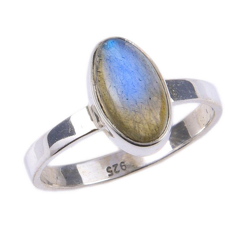 Кольцо из чистого серебра 925 пробы с натуральным лабрадоритом, размер 7, z6J62