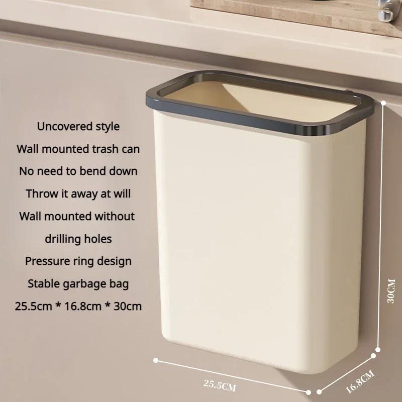 Wall Mounted Trash Can Hanging Household Wastebasket Flip Cover Save Space Garbage Storage Bin Bathroom Garbage Can with Lid