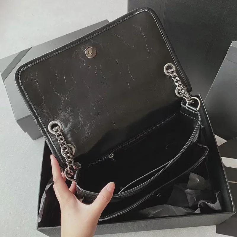 Женская сумка-цепочка Yangshulin из натуральной кожи с D-образной пряжкой - стиль Niki Messenger из воловьей кожи с промасленным воском