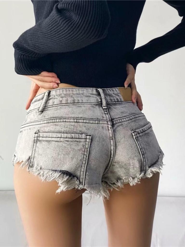 Европейский стиль, джинсовые шорты-hotpants с низкой талией и потертостями - Сексуальные, открывающие ягодицы шорты для женщин