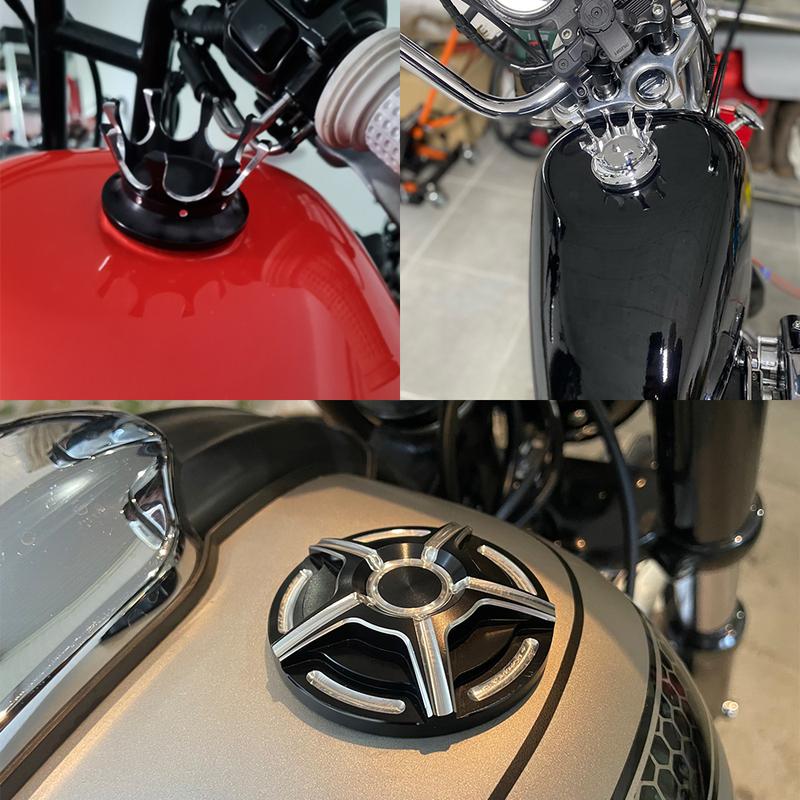 Motorcycle Crown Style Vented Fuel Tank Cap CNC Oil Cap Fuel Gas Tank Cover For Harley Sportster Dyna Softail Touring Road King
