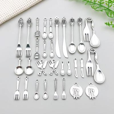 Набор подвесок из антикварного серебряного сплава: Нож, вилка, ложка для браслетов своими руками