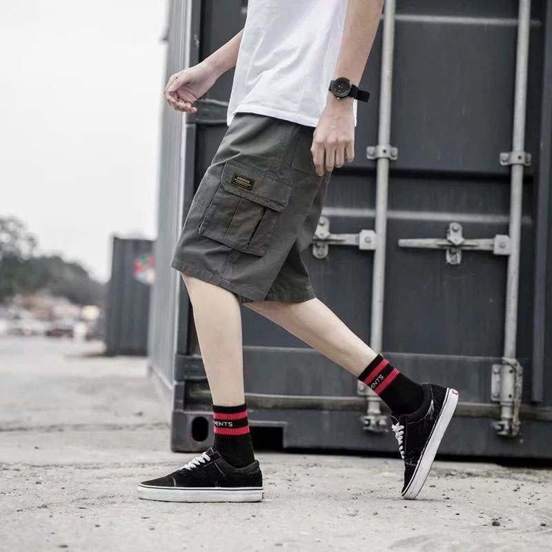 Мужские летние тонкие трендовые брюки с пятью точками, студенческие свободные повседневные шорты больших размеров