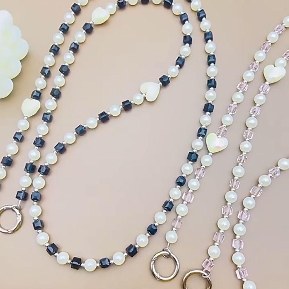 Hanging Decoration Wallet Necklace Chain Pearl Love Bead Phone Anti Loss Lanyard Phone