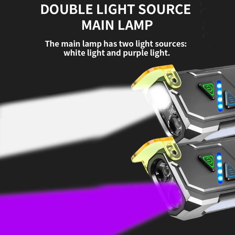 RGB светодиодный фонарик перезаряжаемый фонарик магнитный рабочий свет с боковым светом вспышка для улицы чрезвычайных ситуаций кемпинга