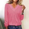 Women's Long Sleeve Solid Color Tops Multi Layer V Neck Sweatshirt Women