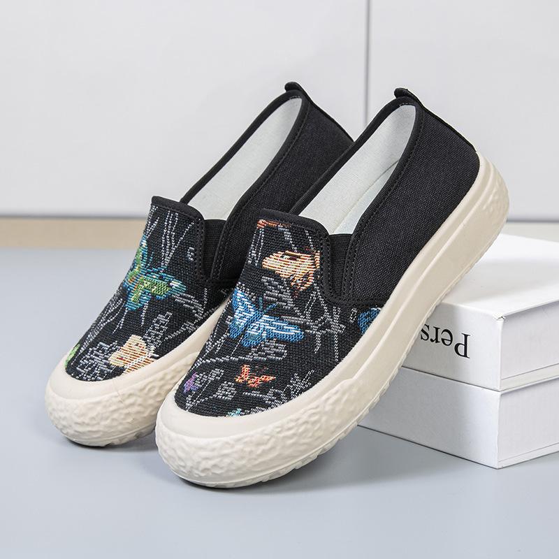 2025 Spring New Loafers Canvas Women's Shoes Lazy One-pedal Platform Fisherman Shoes Fashion Casual Canvas Shoes