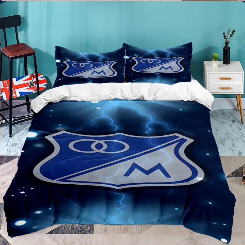 3PCS Blue Shield Emblem Millo-narios Bedding set,Ideal for1pc Duvet Cover And 2pcs Pillowcases Perfect for Christmas Ideal for Bedroom, Dormitory