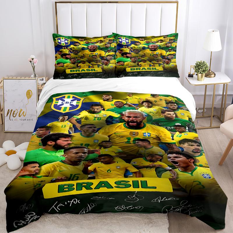 3Pcs Brazilian Soccer Celebration Bedding Sets For All Sizes New 3D Printed Bed Cover Comforter Duvet Cover Pillowcase Bedroom Decoration