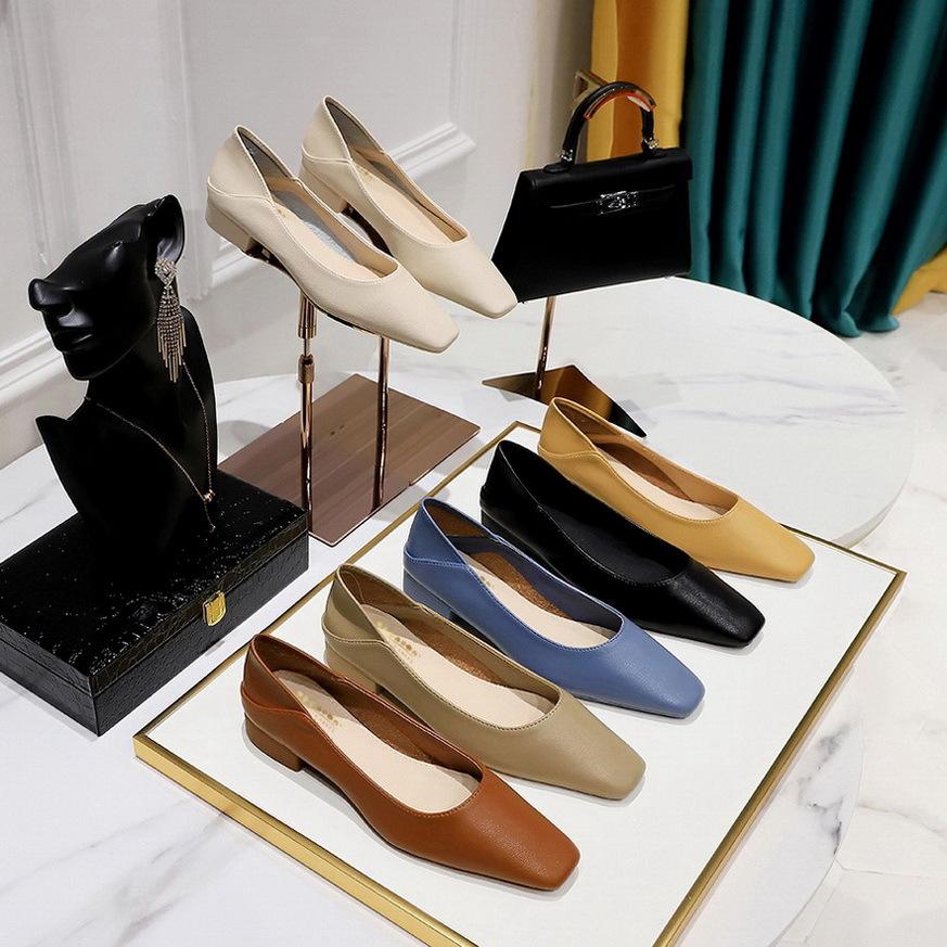 Супер мягкий! Повседневная обувь для работы, темпераментная, корейская, весенняя, с квадратным носком, с мелким вырезом, удобная, ретро, простая, на одной педали, обувь бабушки