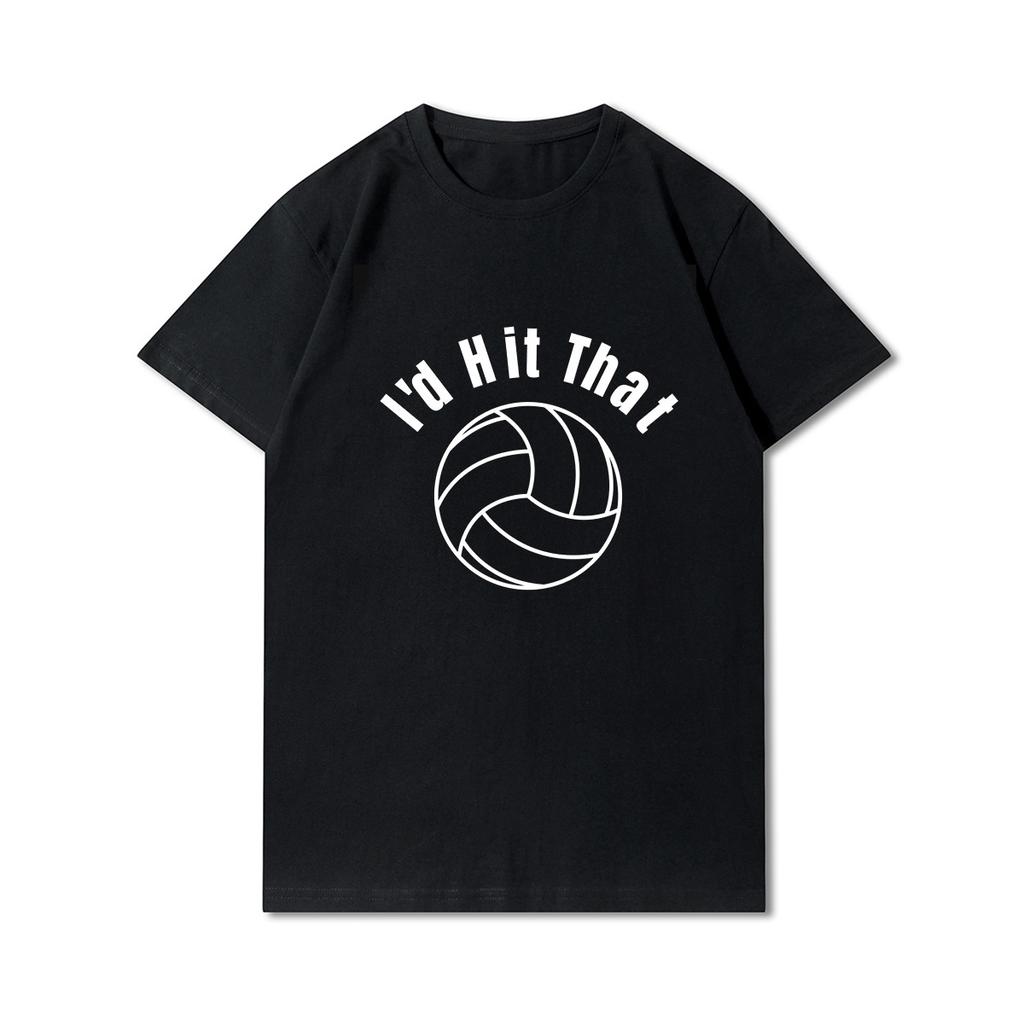 Plus Size Printed Men T Shirts O-Neck Volleyball Heartbeat Volleyball Player Short-Sleeves Tops