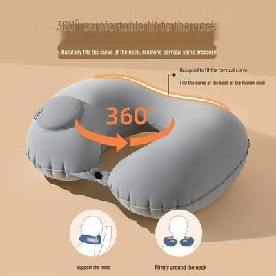 Надувная U-образная подушка для шеи для портативных путешествий – Идеальна для комфорта в автомобиле и самолете и поддержки шеи.