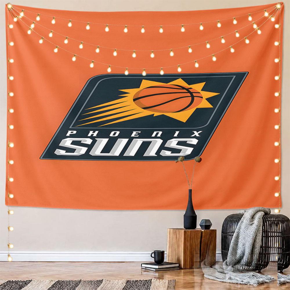 Phoenix Suns Basketball Logo Design Pattern Wall Hanging Tapestry Decorative Tapestry Home Decor for Bedroom and Living Room