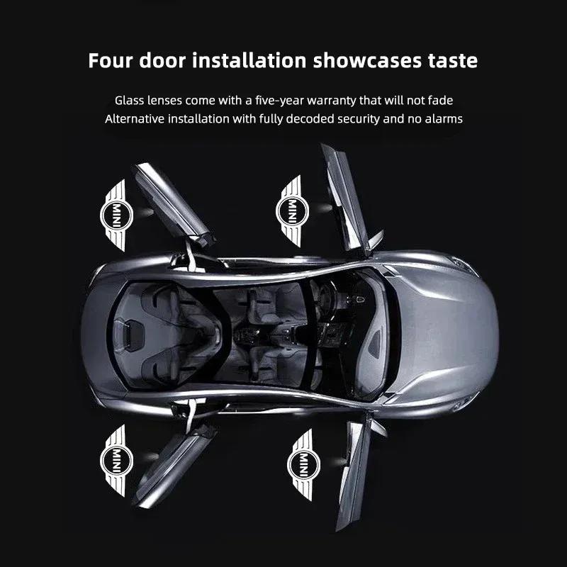 -2Pcs Car Door Projector Lamps 3D Welcome Shadow Lights For BMW MINI Cooper Works One JCW R55 R56 R50 R53 R60 R61 F54 F55 F56 F6