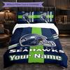 Индивидуальный комплект постельного белья Seattle Seahawks с именем, 1 пододеяльник и 2 наволочки, Персонализированный подарок для спальни