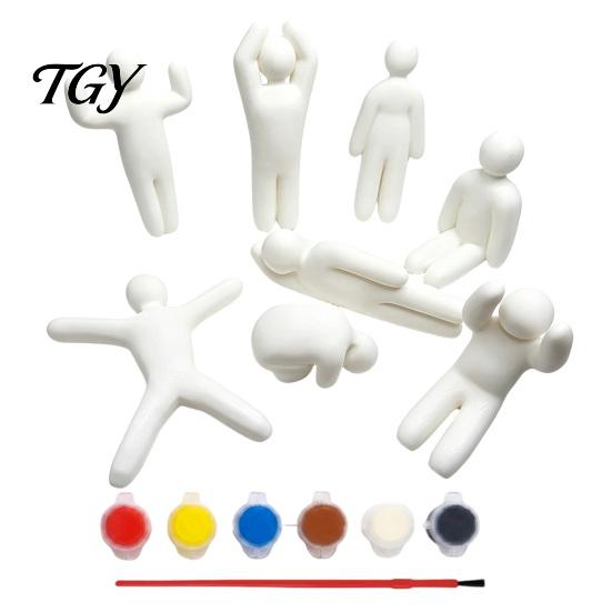 Cute Desk Accessory 8Pcs Paintable Blank 3D Printed Chameleon Figurines, DIY Unpainted White Artist Canvas Model Kit with Painting Brushes,