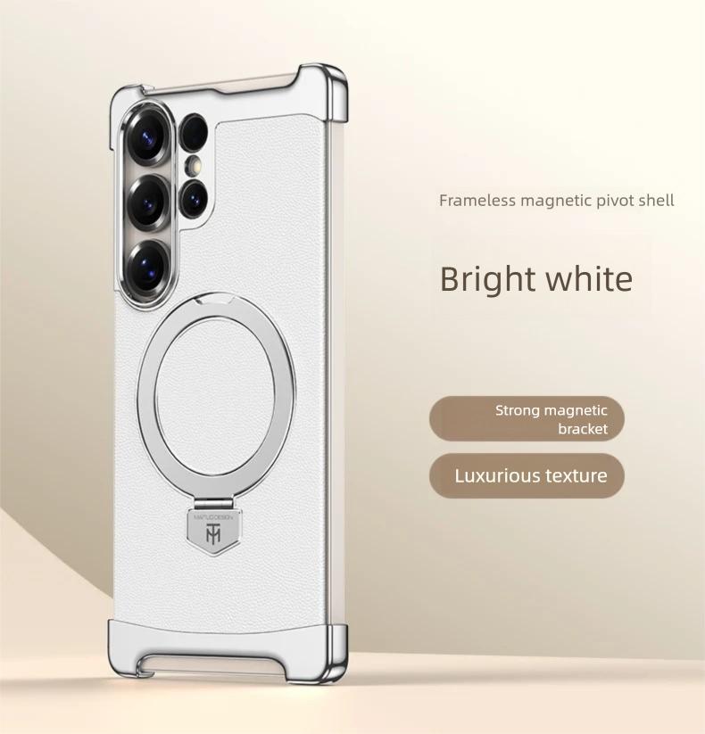 Роскошный металлический бампер-чехол для Samsung Galaxy S26 Ultra/S25 Ultra/S24 Ultra Магнитная крышка с держателем-кольцом 360° Безрамочный