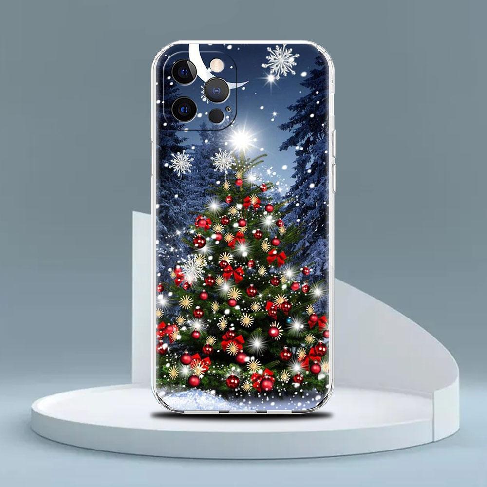 Чехол для Apple iPhone 14 13 11 Pro 12 7 8 Plus SE 2022 XR X XS Max 6 6S Прозрачный силиконовый чехол для телефона Зимний снег Счастливого Рождества