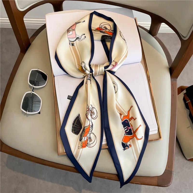 Long Neckerchief Skinny Hair Bands Women Silk Scarfs Fashion Headbands Bag Scarves Print Hairband Neck Scarf For Ladies 14x147cm
