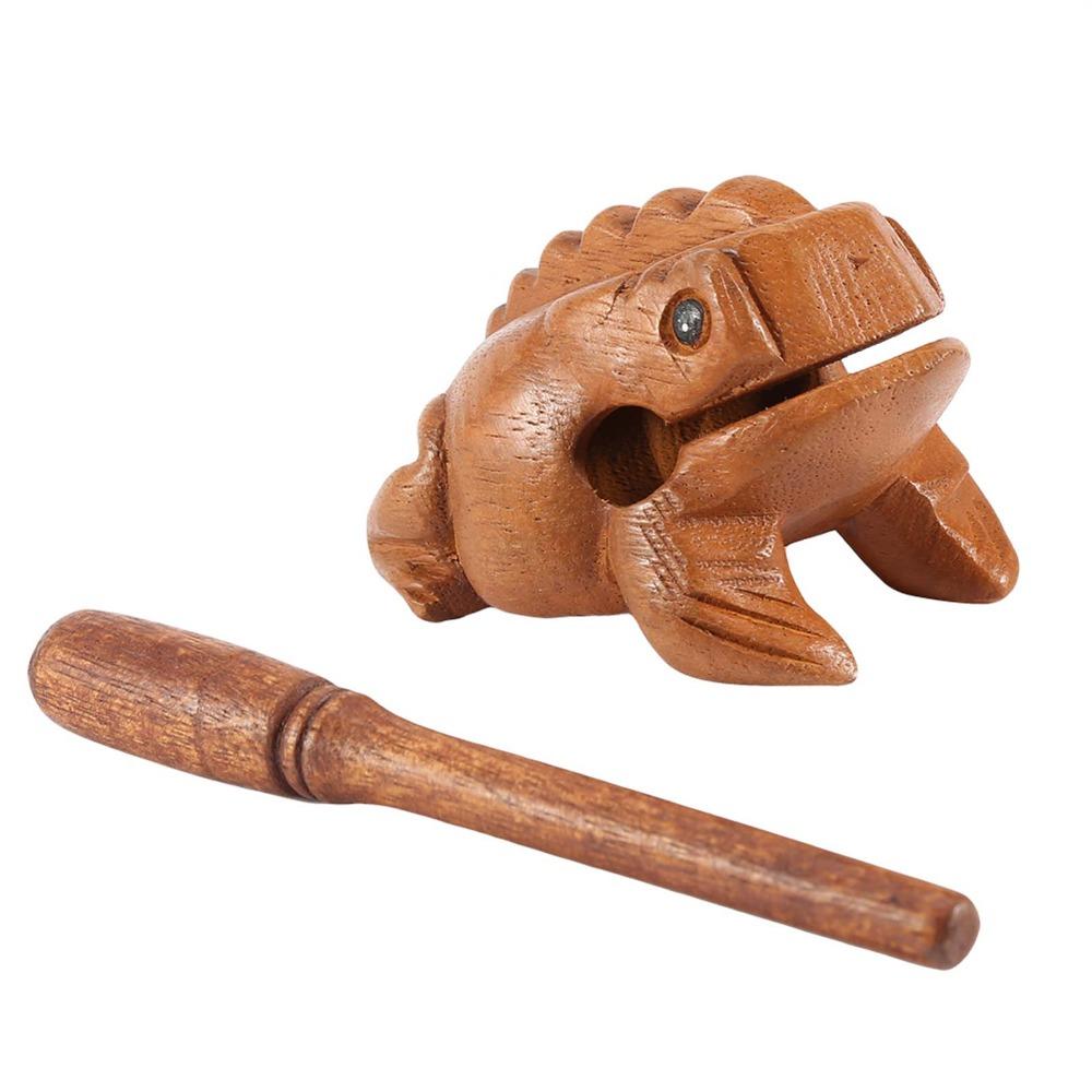 Yeliow Wooden Lucky Frog Wooden Frog Sound Making Ornament Desktop Ornament