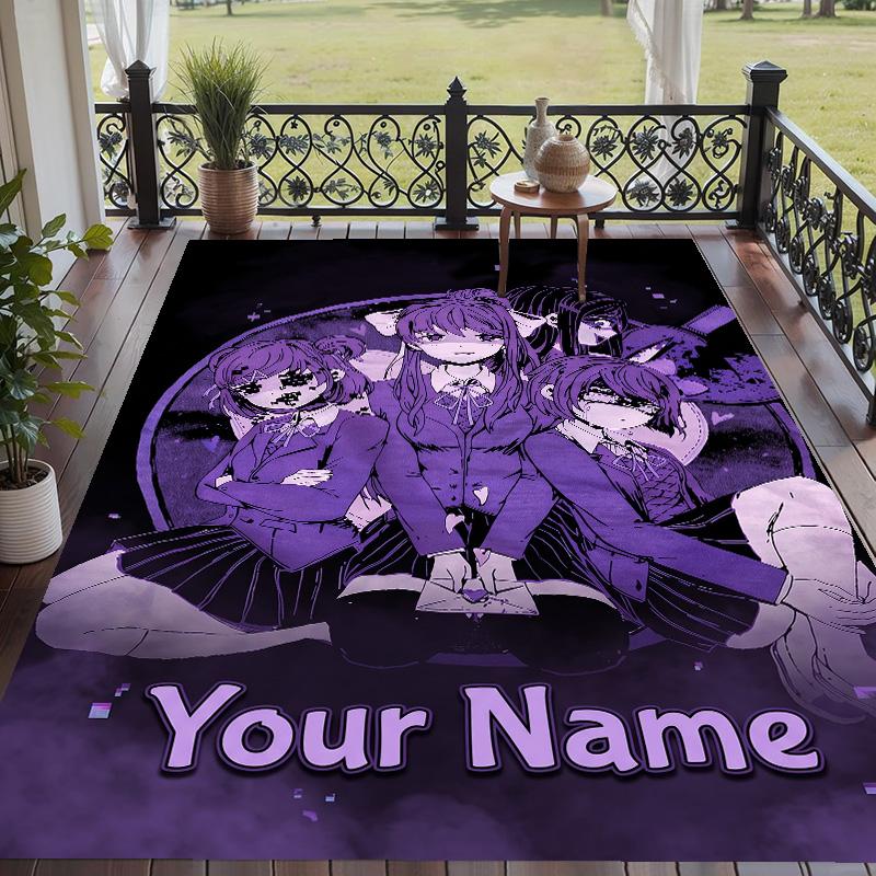 Custom Text Doki Doki Literature Club Pattern Floor Rug Soft Indoor Carpet Mat Living Room Bedroom