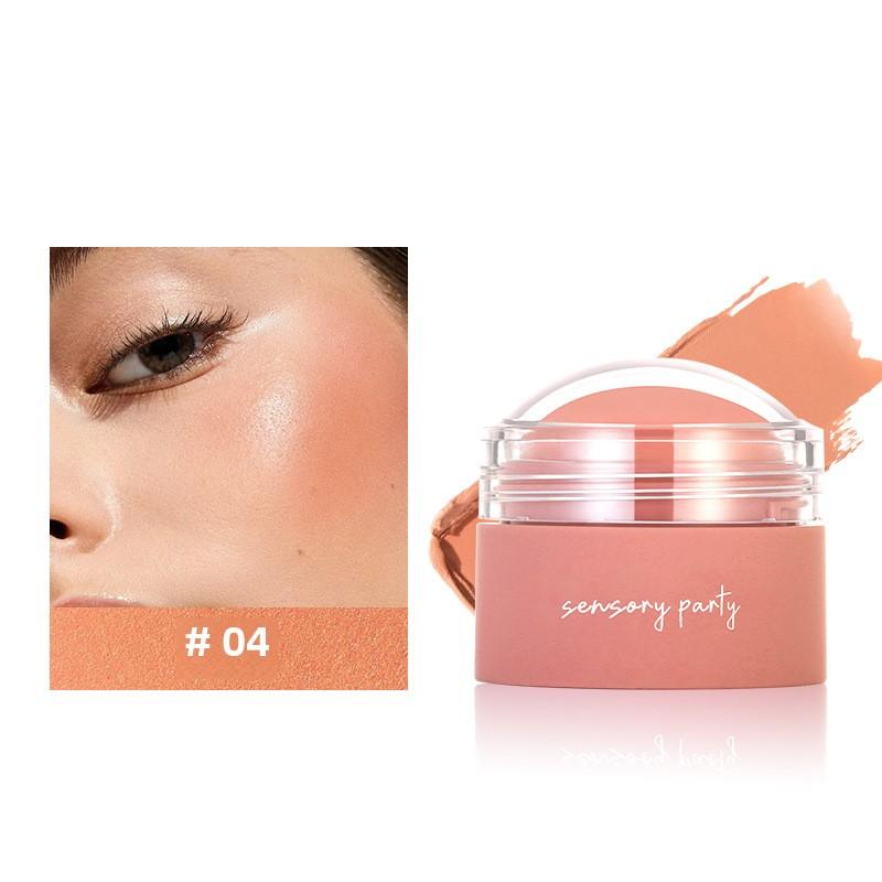 Sensory Party Cream Blush, Shimmer Peachy Orange Blush Stick for a Natural, Dewy Look Long-Lasting, Blendable Cheek Color In 6 Shades