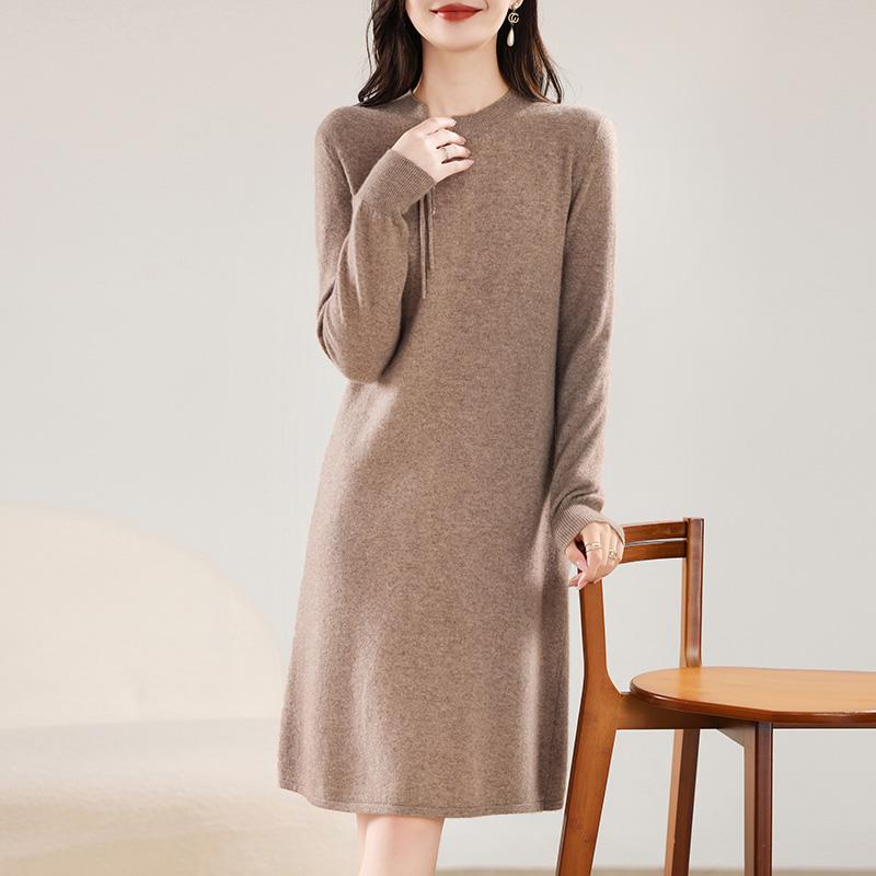 Женское кашемировое платье Qinghe Cashmere 30% Cashmere 70% Wool Осенне-зимняя кашемировая юбка Мягкая и теплая