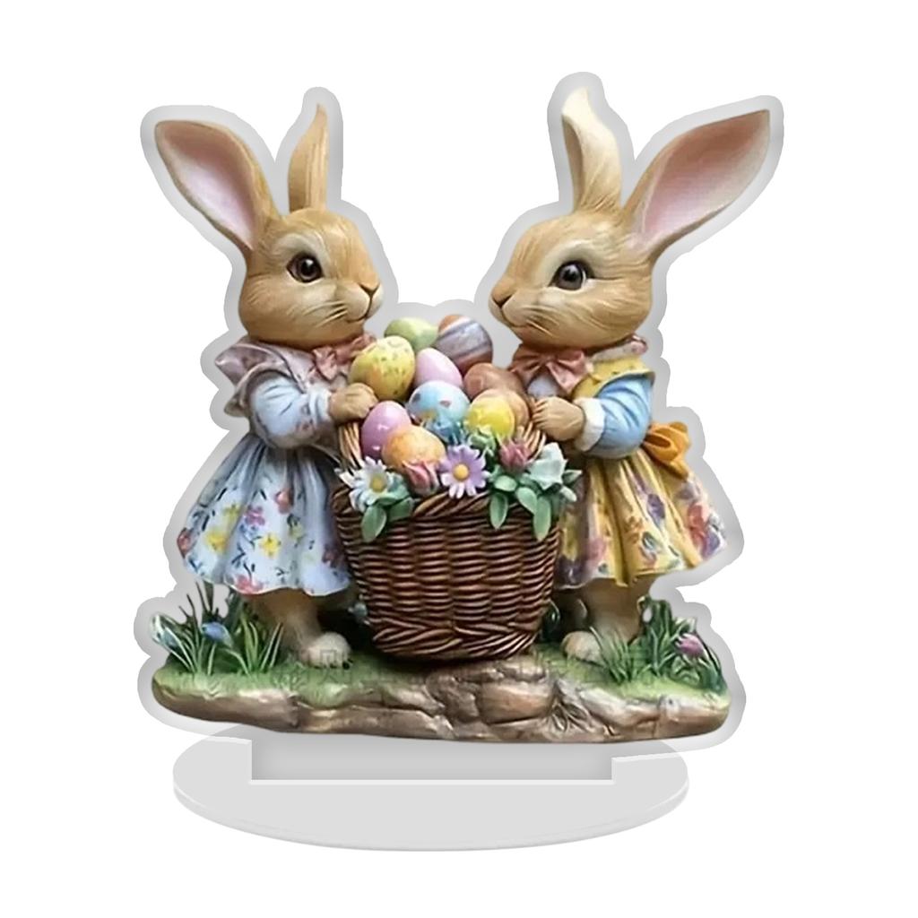 Easter Table Decorations, Multi-tiered Bunny Tray Decorations, Easter Bunny Signs, Easter Happy Center Ornaments, Colorful Acrylic Bunnies.