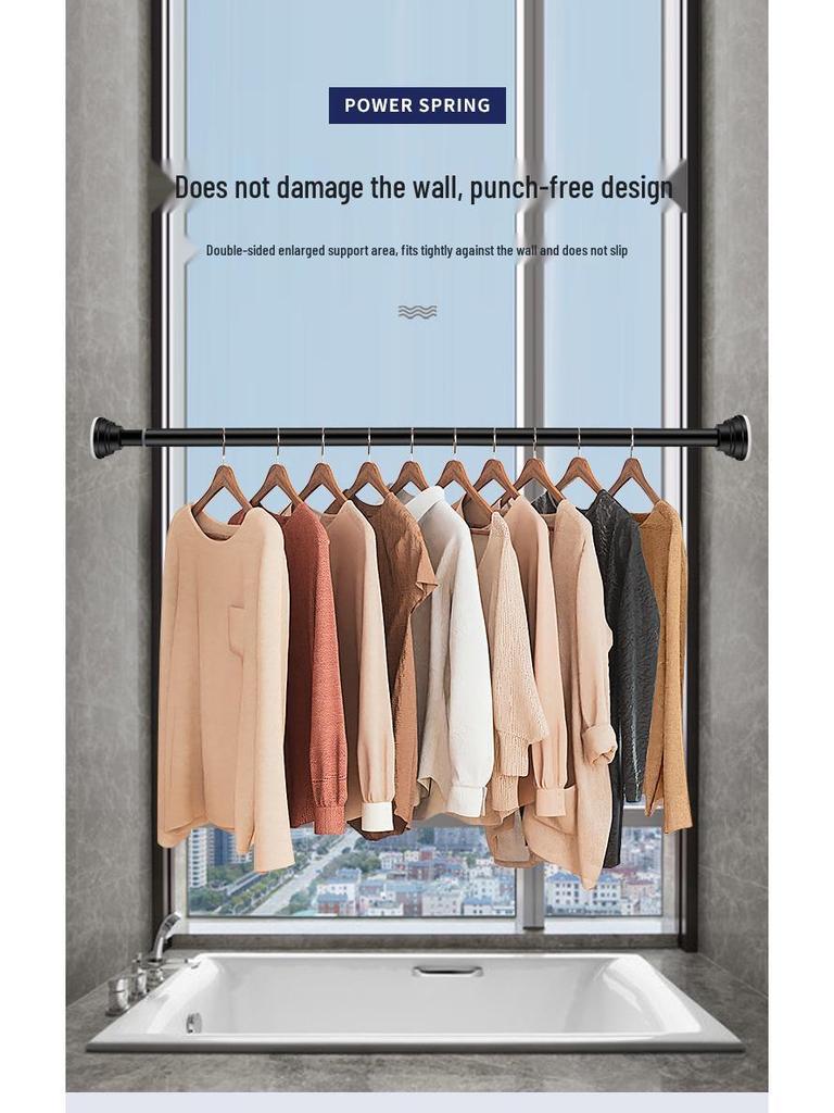 Stainless Steel No-Drill Telescopic Shower Curtain Rod for Bathroom and Wardrobe Use