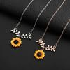 Симпатичные листья подсолнечника кулон серьги-гвоздики ожерелье женский комплект ювелирных изделий подарок