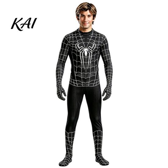 Halloween Party Outfit Spider Hero Full Bodysuit with Mask, Coverage Zentai Costume for Kids Adults, Stretchy Cosplay Fancy Dress Masquerade