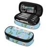 School Pencil Case High Capacity Zipper Closure 300D Polyester with Mesh Pocket Removable Divider and Pen Slots for Everyday Study
