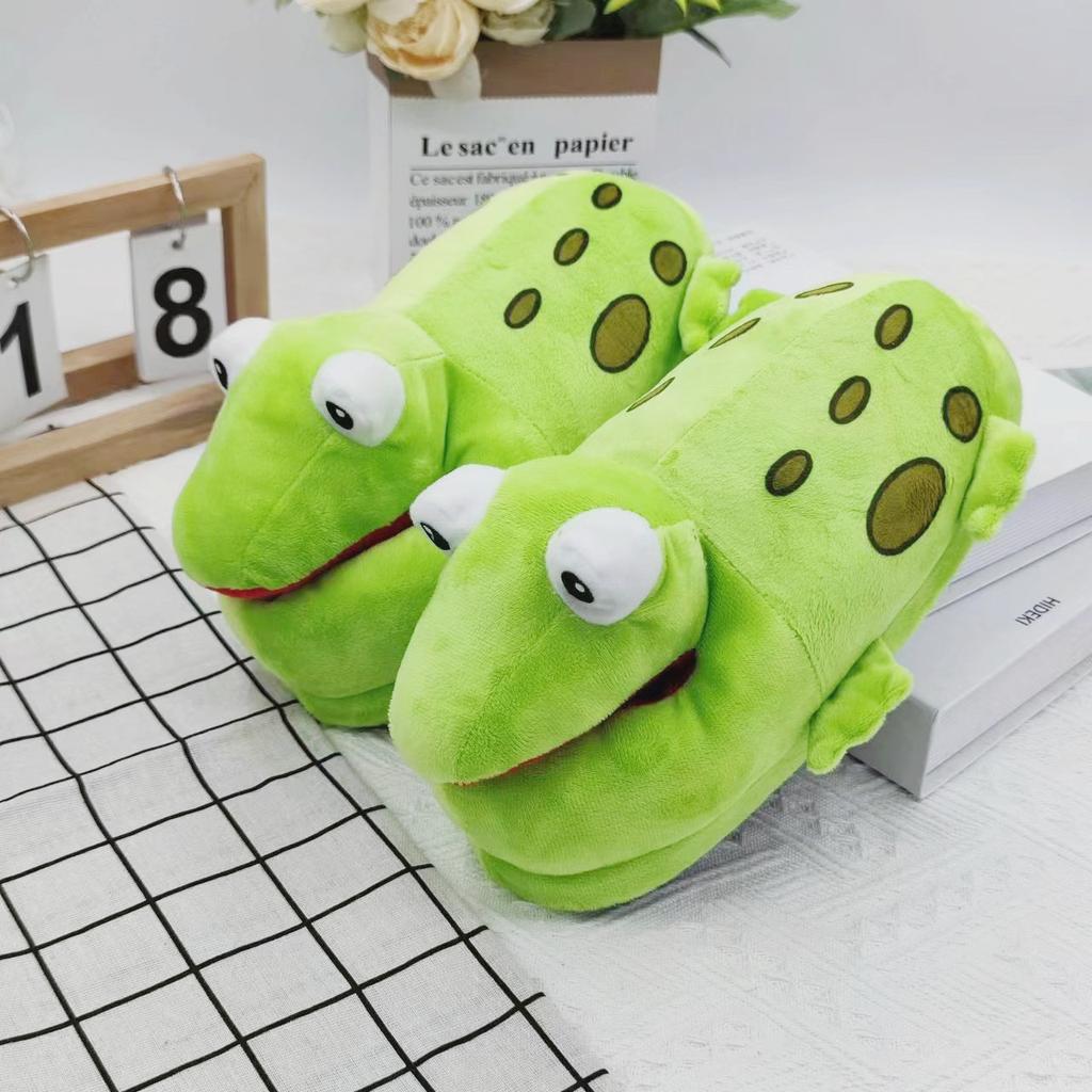 Unisex Home Woman's Shoes Winter New Arrival Funny Soft  Lovely Frog Warm Indoor Plush Slippers Cotton Shoes