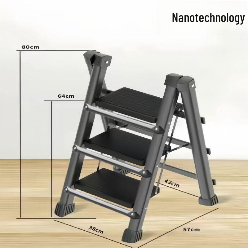 Folding Telescopic A-Frame Household Ladder, Thickened Step Stool, 3-4 Steps, Multifunctional Indoor Use.
