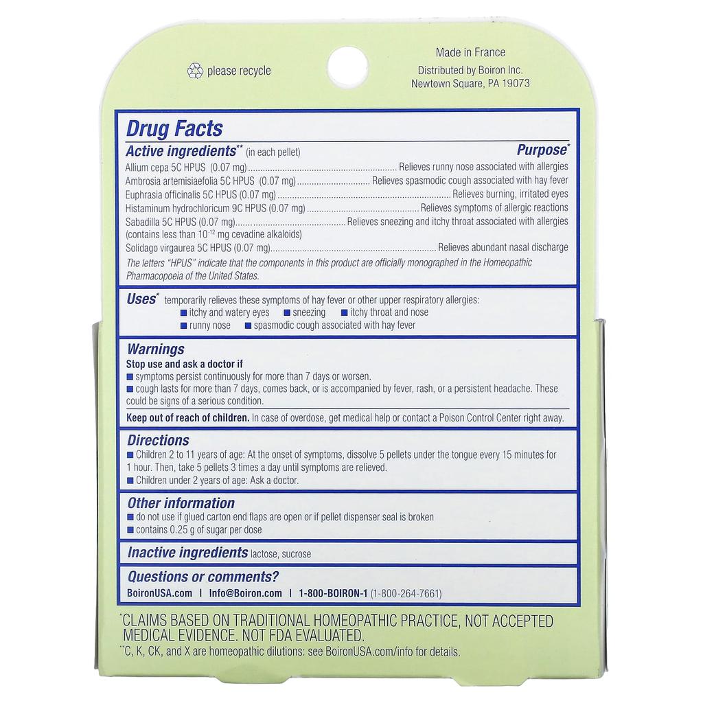 BOIRON AllergyCalm for Children, Ages 2+, 3 Tubes, 80 Tablets Per Pellet.
