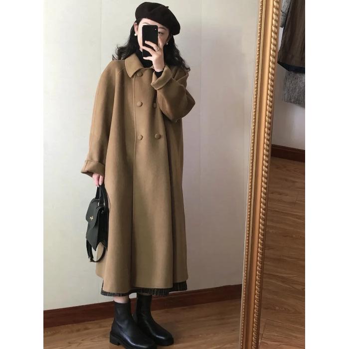 Hepburn Style Retro Woolen Coat for Women - Petite Korean Mid-Length, 2025 Autumn/Winter Collection