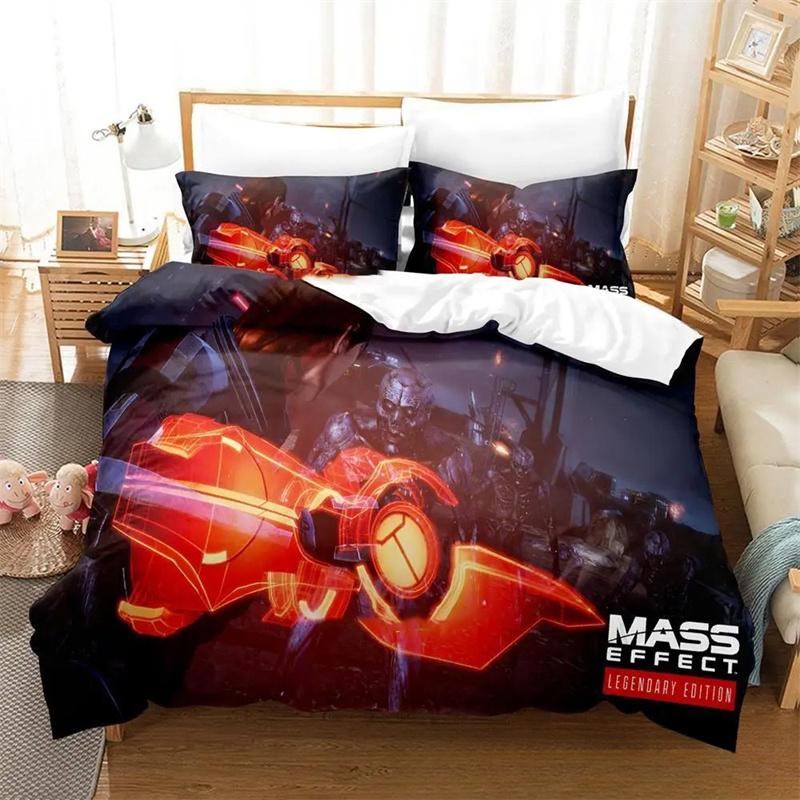 3D Печать Игровой Mass Effect Комплект Постельного Белья, Пододеяльник Одеяло Комплект Постельного Белья Чехол для Одеяла Наволочка, Размер King Queen Twin Мальчики Девочки Взрослые