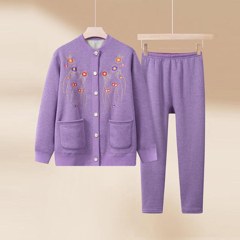 Fengxiao Winter Floral Thick Long-Sleeve Loungewear Set