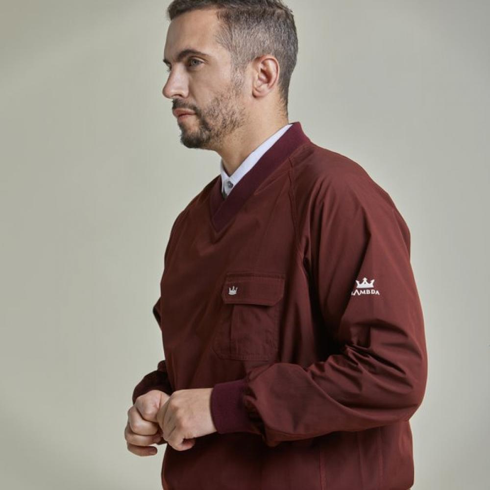 Lambda Men S Golf Windbreaker V Neck pulloVer Burgundy 52137