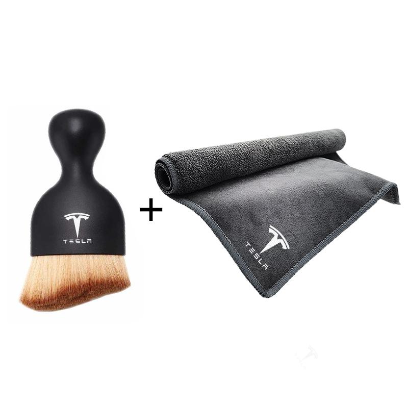 AEQTV1 For Tesla Model 3 Y Car Interior Cleaning Soft Brush Tool Dust Remover Suede Fleece Microfiber Wash Towel Car Cleaning Rag Cloth