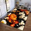Floral Elegance in Orange and Cream Non-slip rug suitable for living room and bedroom sofas