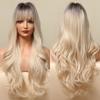 Длинные волнистые парики от коричневого до светло-русого цвета с челкой, повседневный синтетический парик для косплея для женщин, термостойкое волокно