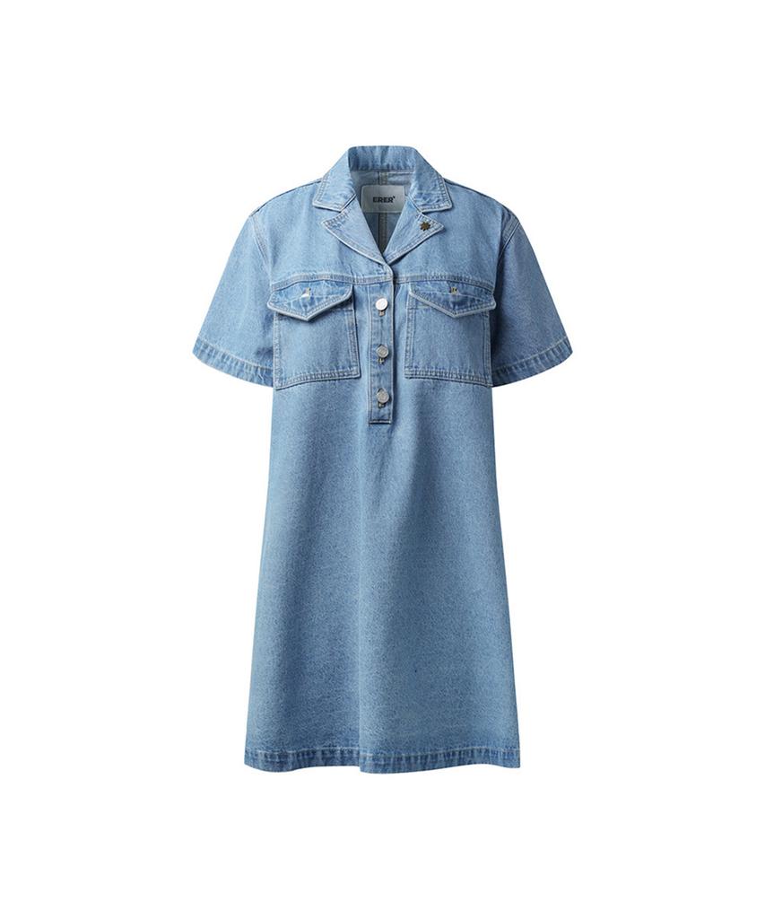 Er Er Denim Dress Sky Blue