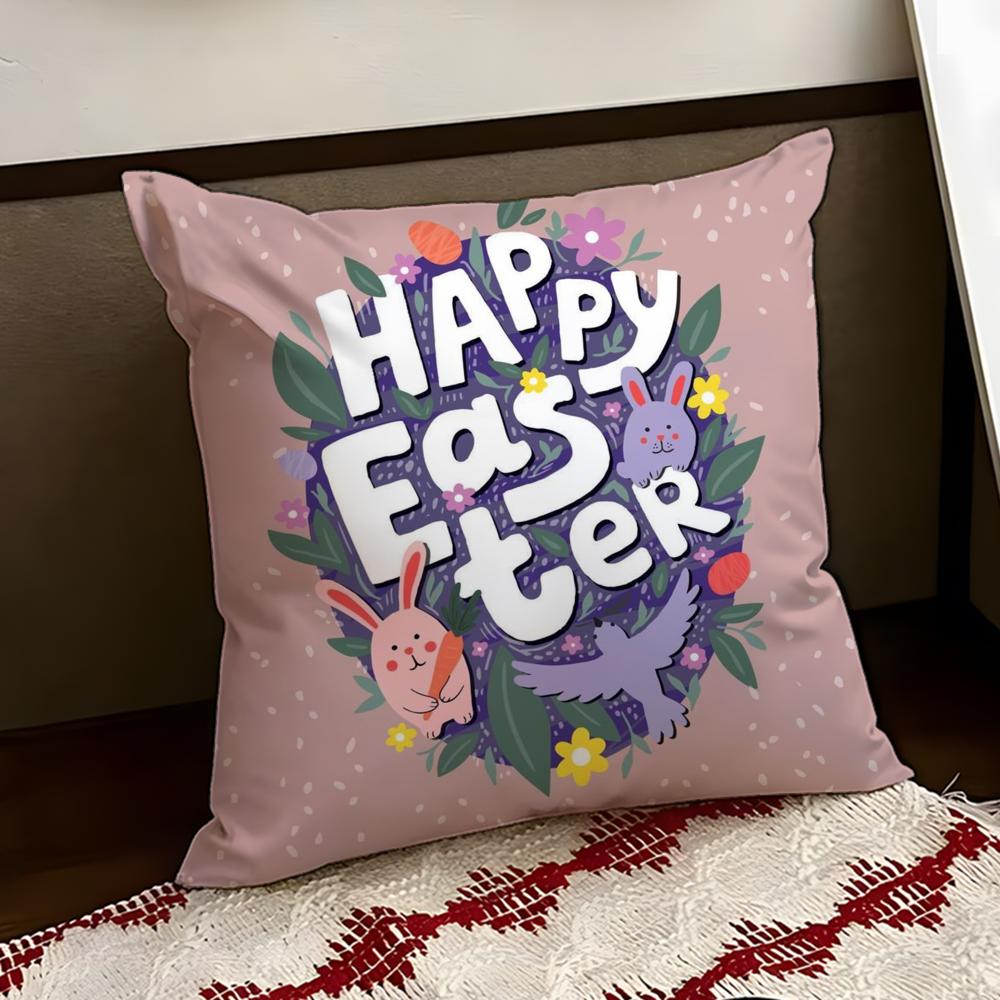 Easter Day Cushion Cover Reversible Soft Durable Pillow Cover Home Car MultiScene Use for Daily Comfort
