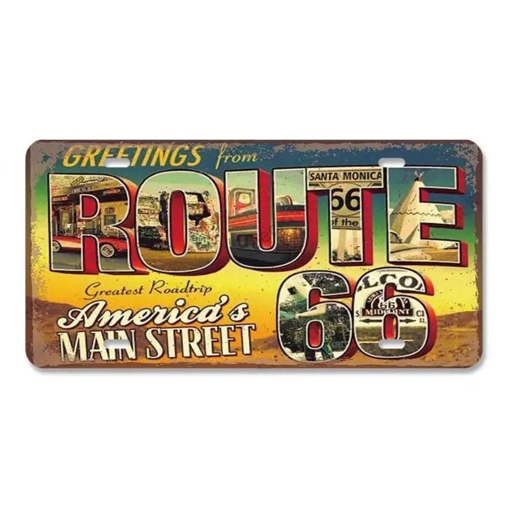 Сувенирный номерной знак Route 66, Винтажная металлическая автомобильная табличка 15x30см