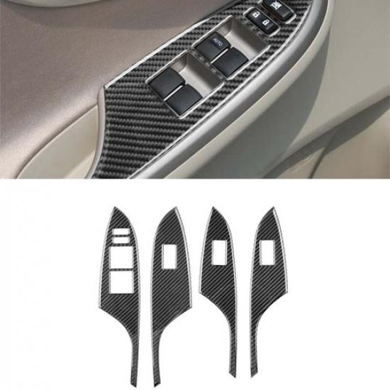 4Pcs Carbon Fiber Window Lift Switch Panel Cover For Toyota Corolla 2006-2012